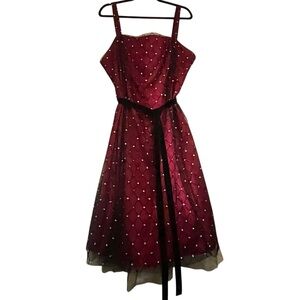 Plus Size Sparkly Red & Black Party Dress Gothic Glam Rhinestone Pin Up Sz 20W
